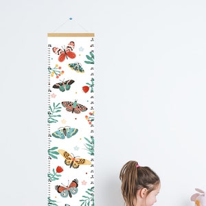 Personalised height chart, Butterfly growth chart, girl&#39;s room decor, kid&#39;s nature room, woodland decor, Kid&#39;s room decor.