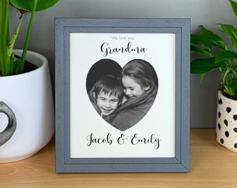 We love you personalised photo frame for Grandmother’s, heart photo frame gift for Granny, Abuela, Nanny or any name, custom picture frame.