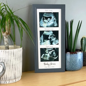 Baby multi scan frame, baby gift, nursery decor, ultrasound frame, baby announcement, pregnancy reveal, 1st, 2nd, 3rd scan.