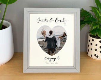 Personalised engagement gift, heart photo frame, wedding keepsake, gift for engaged couple,  custom picture frame.