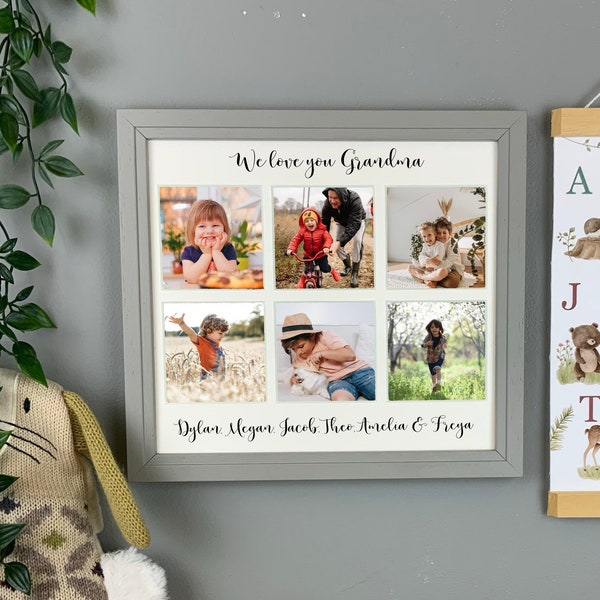 Personalised Grandparents photo gift, multi photo frame for pictures of the Grandchildren for Grandma, Grandpa, Mothers day ollage frame.