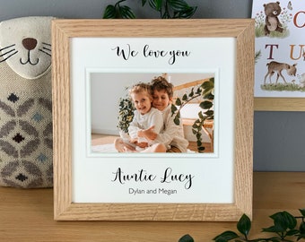 I love you Auntie personalised photo frame, photo gift for Aunty, Auntie, Uncle or both. I or we love you. Holds a 4x6 photo.