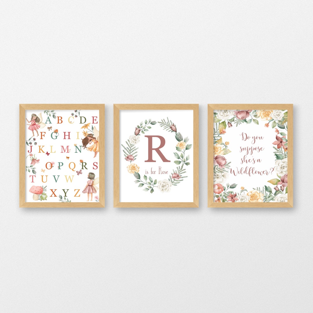 Personalized Wildflower Nursery Art, Fairy Girls Room Decor, Canvas ...