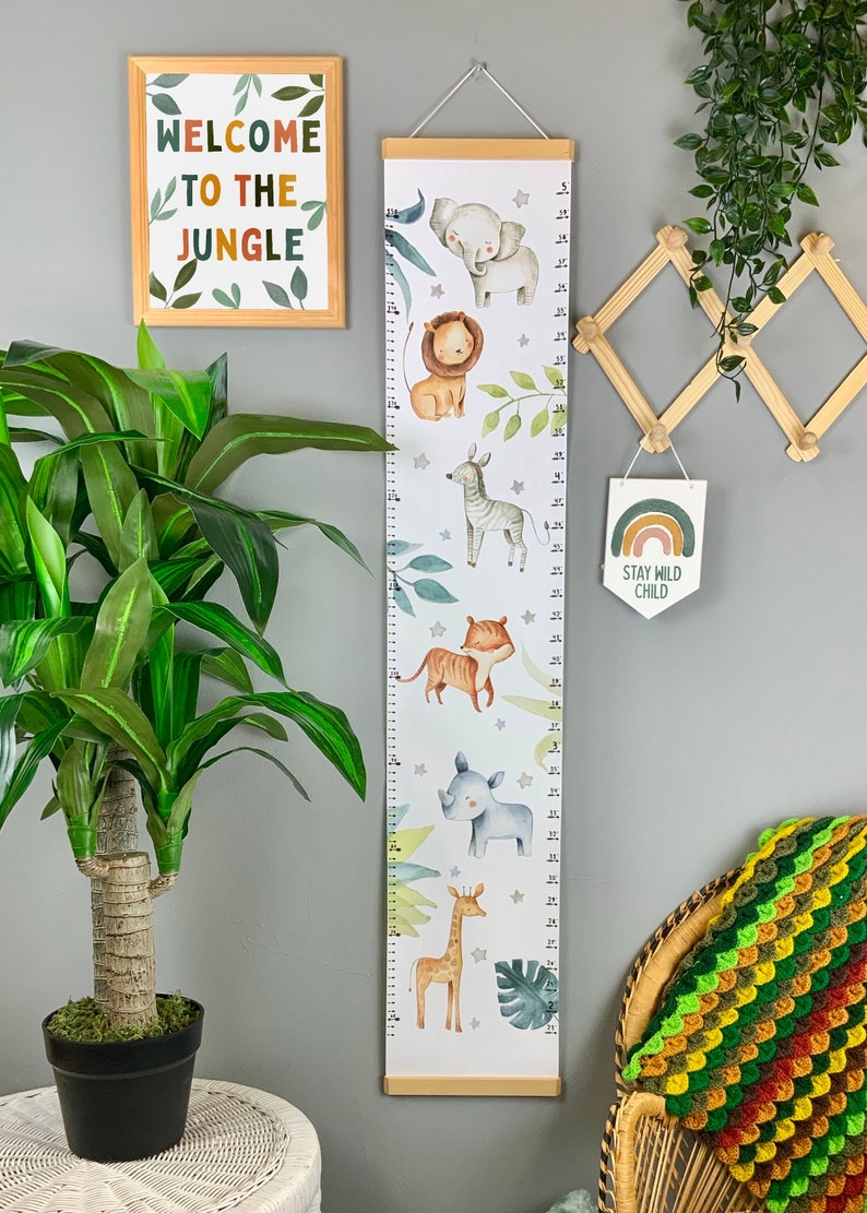 Personalised Safari Height Chart Jungle Nursery Decor Safari Etsy UK