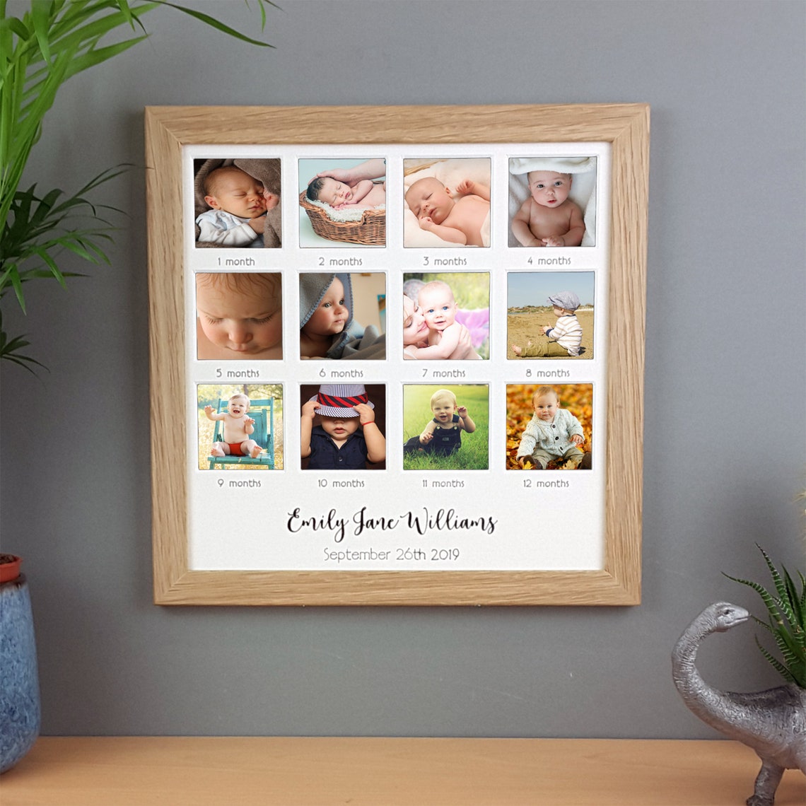 Baby first year photo frame grey first birthday frame My Etsy