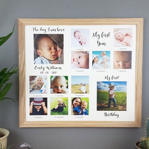 My first year, personalised  photo frame. First Birthday gift, newborn baby keepsake