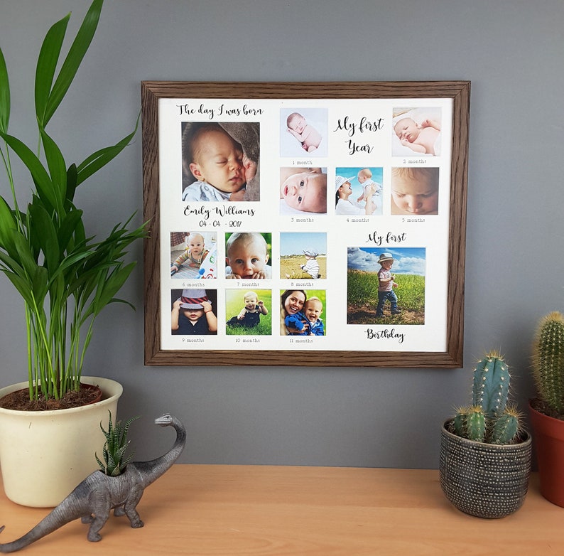 My First Year Personalised Oak Photo Frame Birthday Image 0