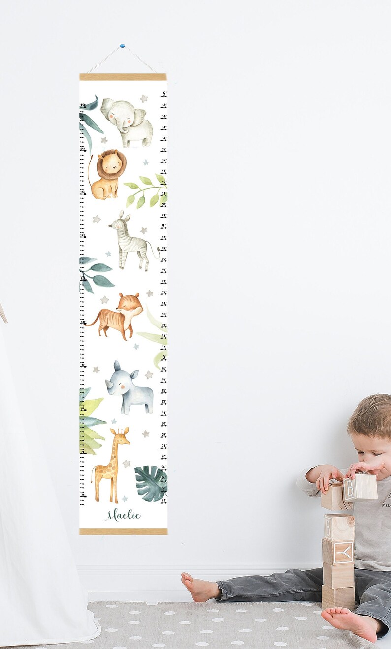 Safari Animal Height Chart Personalised Jungle Growth Chart Etsy