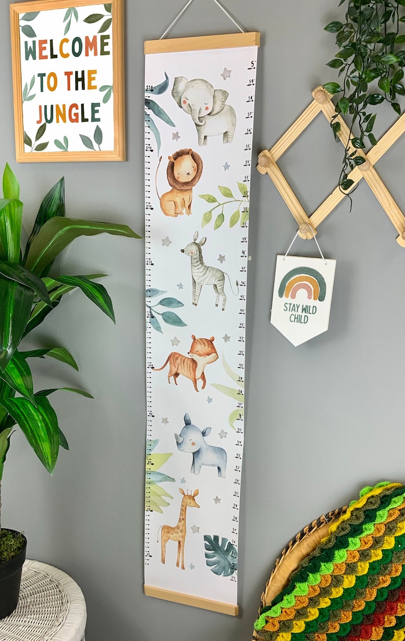 Personalised Safari Height Chart Jungle Nursery Decor Safari Etsy UK