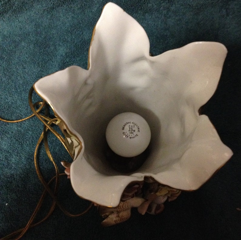 Mythical Cherub Lamp with Raised Flowers and Designs