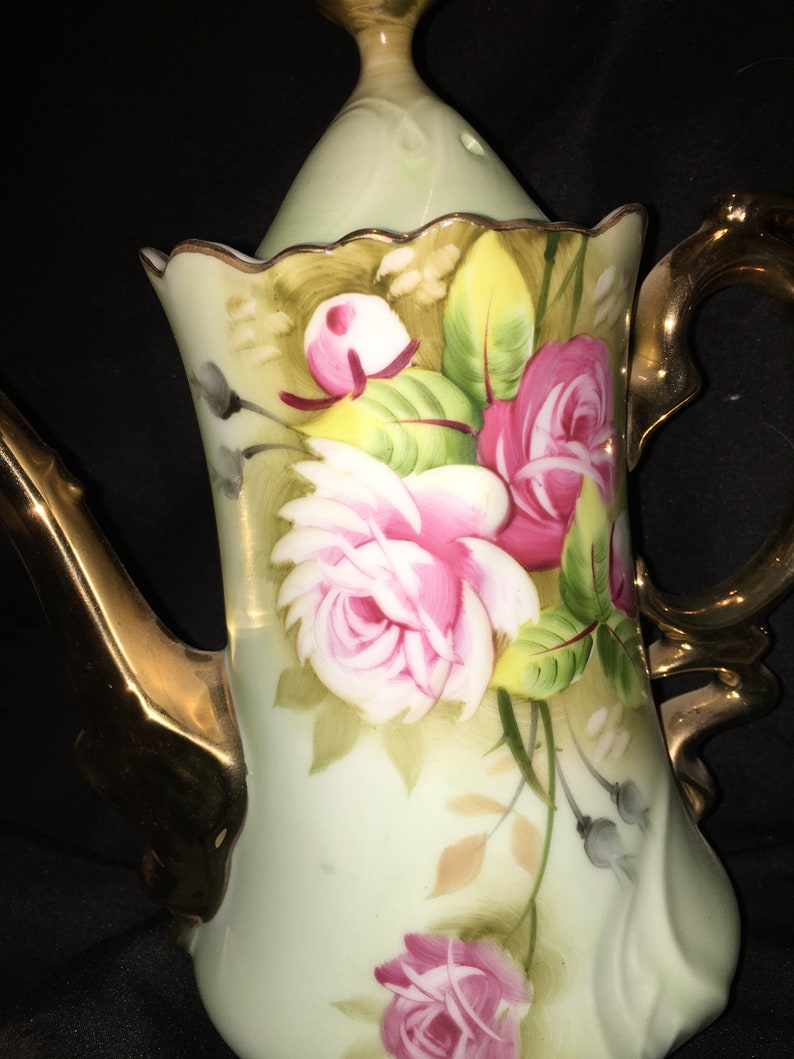 Vintage Lefton Hand Painted China 3065 Teapot W/Lid GOLD Etsy