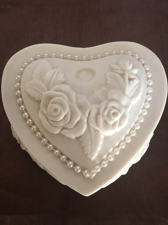 Porcelain Heart Shaped Trinket Box