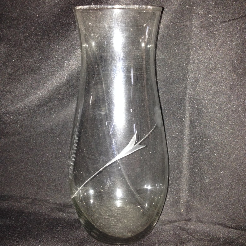 Elegant Crystal Vase With Etched Rose Etsy