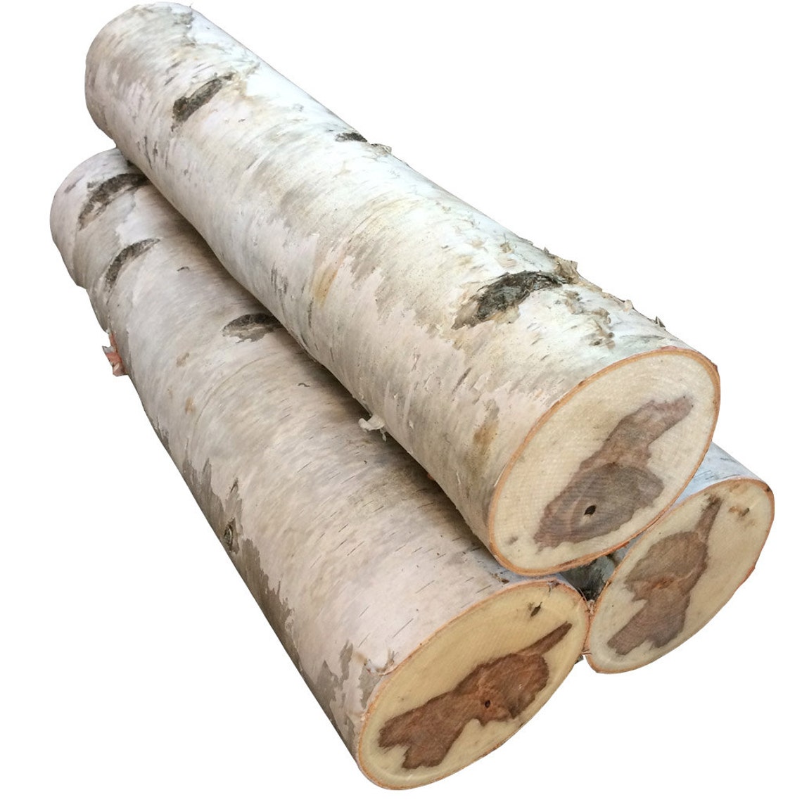 Large White Birch Fireplace Log Set of 3 Free Shipping Etsy