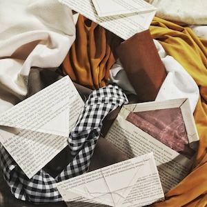 Sewn Book Page Envelopes with Fabric Lining // Sewn Envelope // Fabric Lining // Fabric Interior // Vintage Printed Paper //