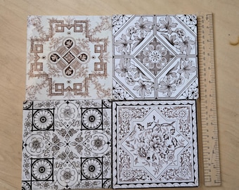 Vintage Victorian Tile - Lot of Four