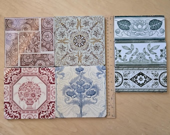Vintage Victorian Tile - Lot of 7 Pieces