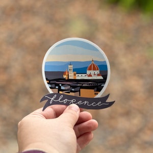 Waterproof Florence, Italy Vinyl Sticker, Gift Sticker for Travel, Italian Fan, Firenze Sticker