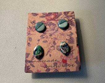 Handmade Clay and Resin Earrings Stud Valentine Gift Mother's Day Birthday