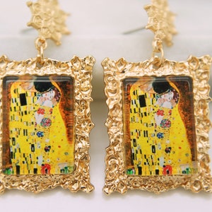 Picture Frame "tKiss " Artist Klimt  Painting Print Earrings