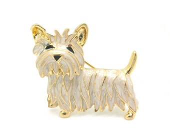 Hand Painted Westie Brooch Pin WestHighland Terrier