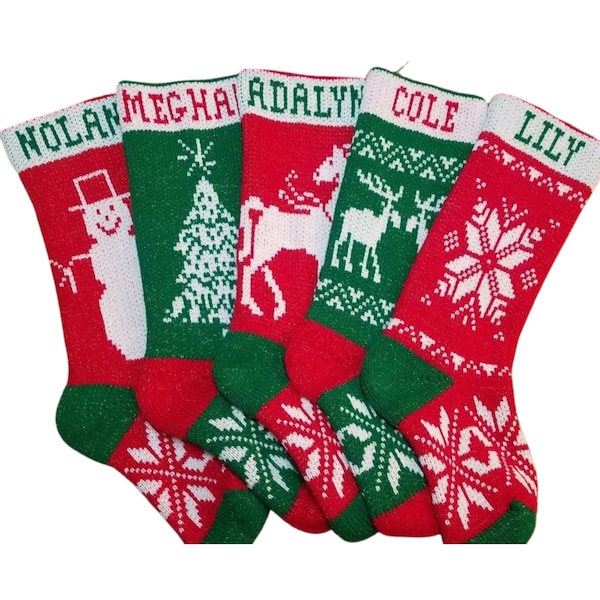 Personalisierter Weihnachtsstrumpf 24 Zoll, benutzerdefinierte Weihnachtsstrumpf, gestrickter Weihnachtsstrumpf, hausgemacht, traditioneller Stil