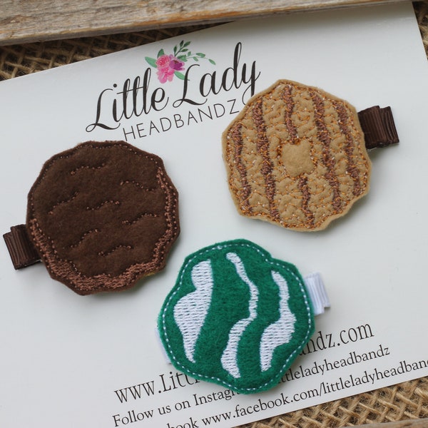 Girl scout hair clips felt clips felties girl scout cookie bow girl clip - no slip grip hair barrette