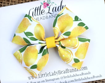 Lemon lime fabric bow lemon headband