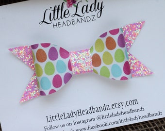 Easter Headband Glitter Egg Hair Bow Baby Easter Egg Hair Bow Glitter Headband Easter Hairbow Triple Bow Easter Egg Bow Baby Headband