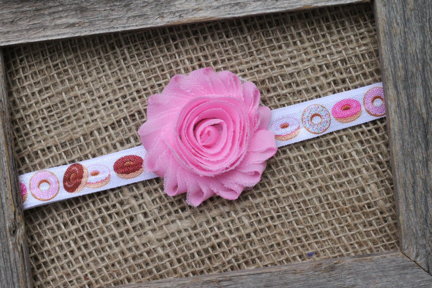 Donut headband light pink baby headband shabby flower Etsy