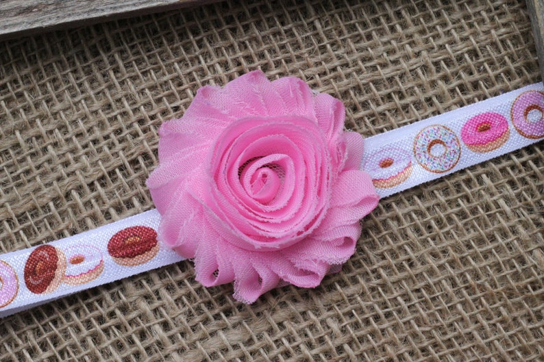 Donut headband light pink baby headband shabby flower Etsy