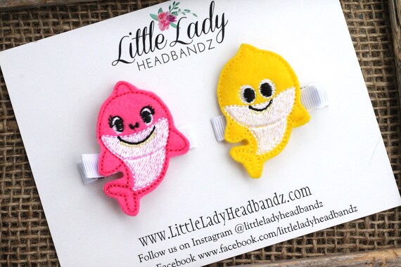 baby shark hair clips