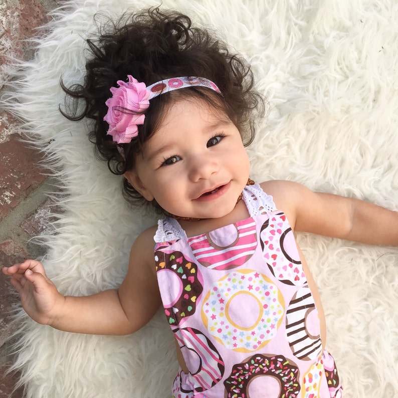 Donut headband light pink baby headband shabby flower Etsy