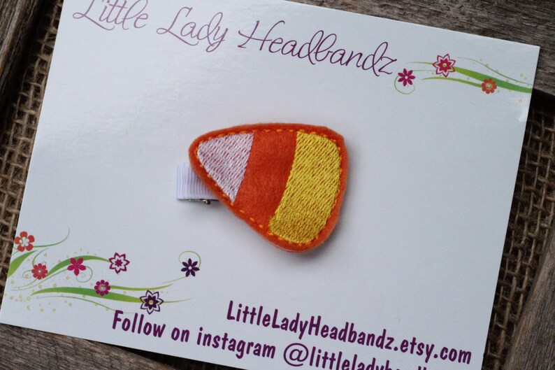 Candy corn hair clip feltie no slip grip hair barrette felt candy corn toddler clip girl clip fall clip