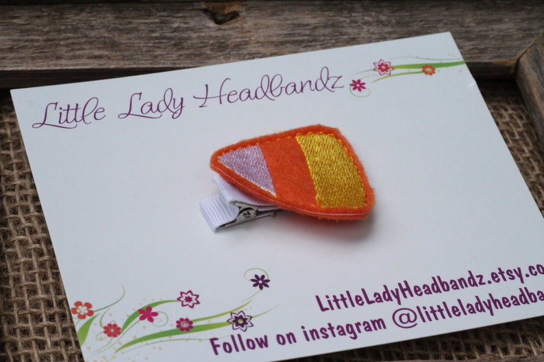 Candy corn hair clip feltie no slip grip hair barrette felt candy corn toddler clip girl clip fall clip