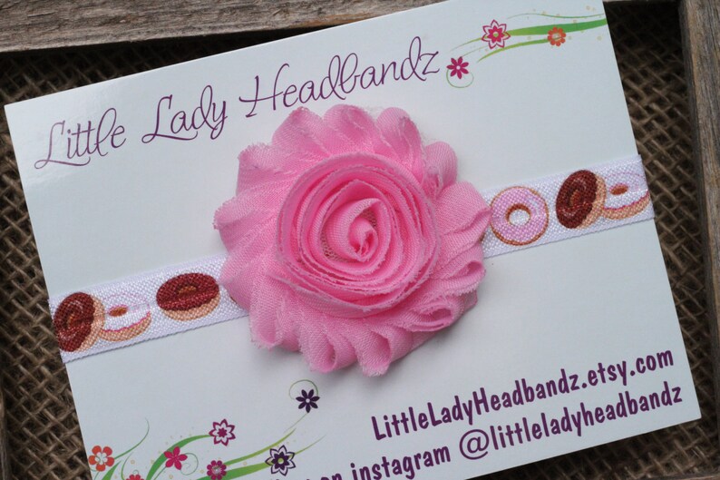 Donut headband light pink baby headband shabby flower Etsy
