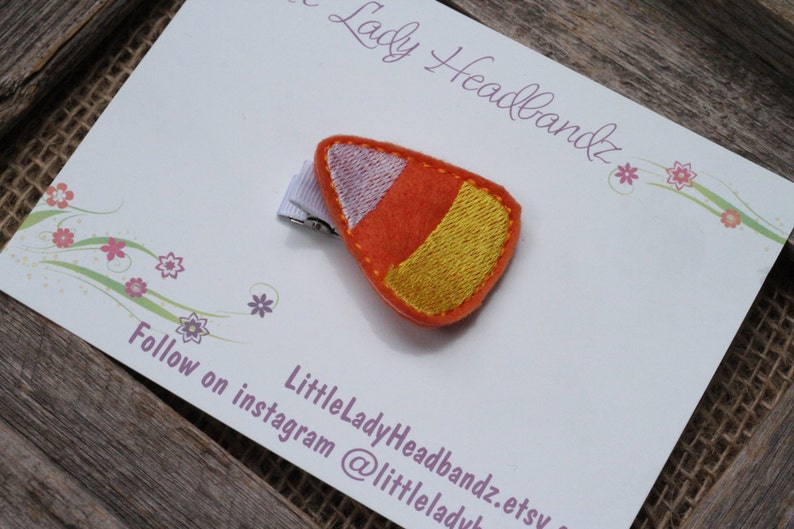 Candy corn hair clip feltie no slip grip hair barrette felt candy corn toddler clip girl clip fall clip