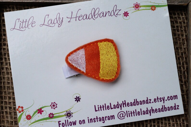 Candy corn hair clip feltie no slip grip hair barrette felt candy corn toddler clip girl clip fall clip