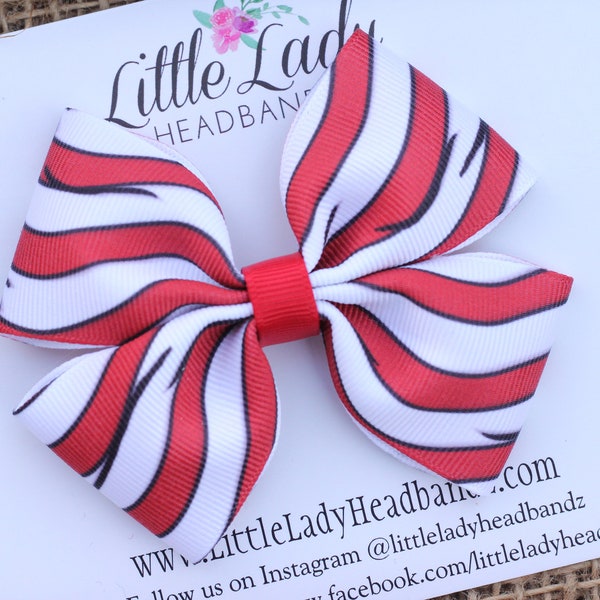 Cat in the hat bow girls ribbon bow Dr. Seuss bow large bow headband