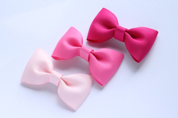 Set of 2 toddler pigtail 1.5/" bow hair bobbles neon pink glitter