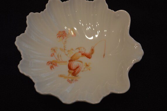 Nut Candy Dish Giraud Limoges France Vintage Fisherman Scalloped Shell