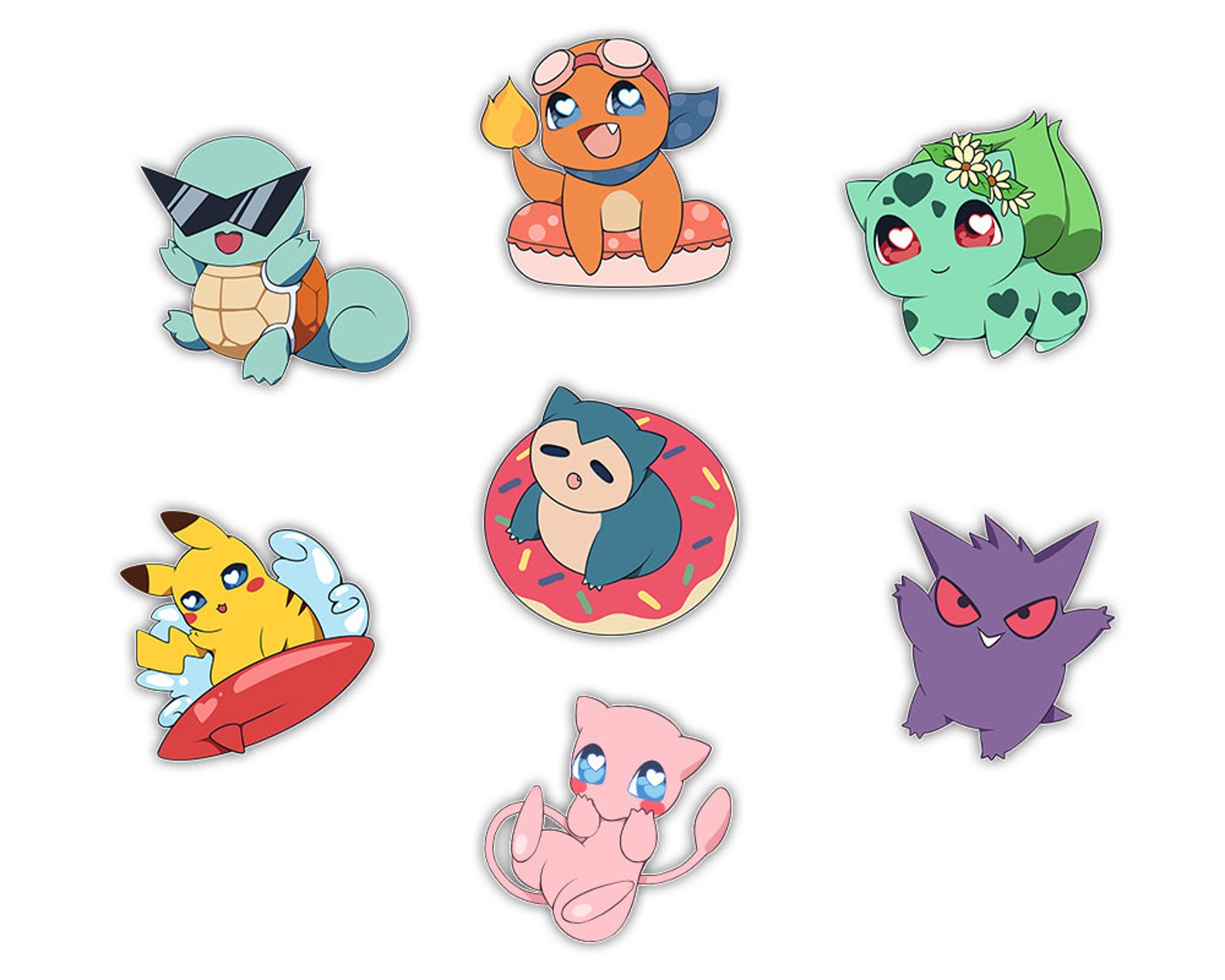 Bulbasauer Sticker Stickers | Bulbasaur Squirtle Charmander Pikachu Snorlax Mew Gengar - Etsy