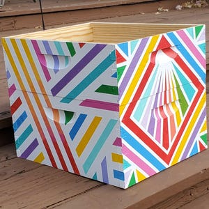 Custom Painted Bee Hive, bee art, art for your garden, Pretty Beehive (brood box & super only) Gorgeous Beehive from the MODERN Collection