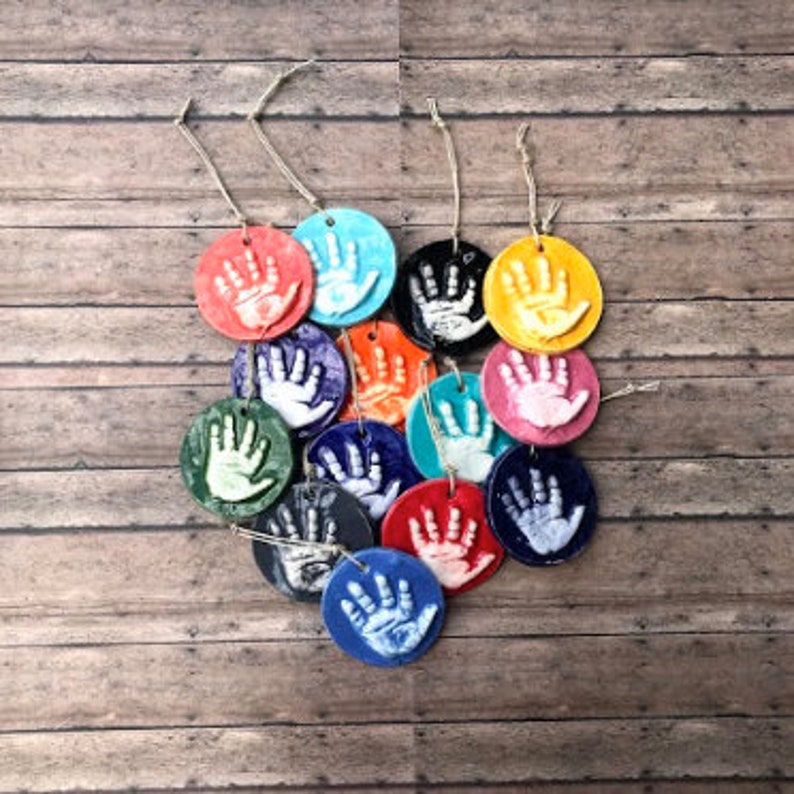 Single Handprint 34 Inch Circle Ornament Kit in Charcoal Gray Etsy