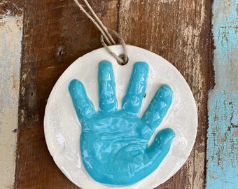 Newborn handprint ornament keepsake