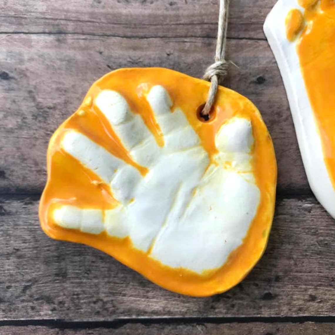 Raised Ceramic 3D Handprint Ornament Kit to Go in Yellow on Etsy