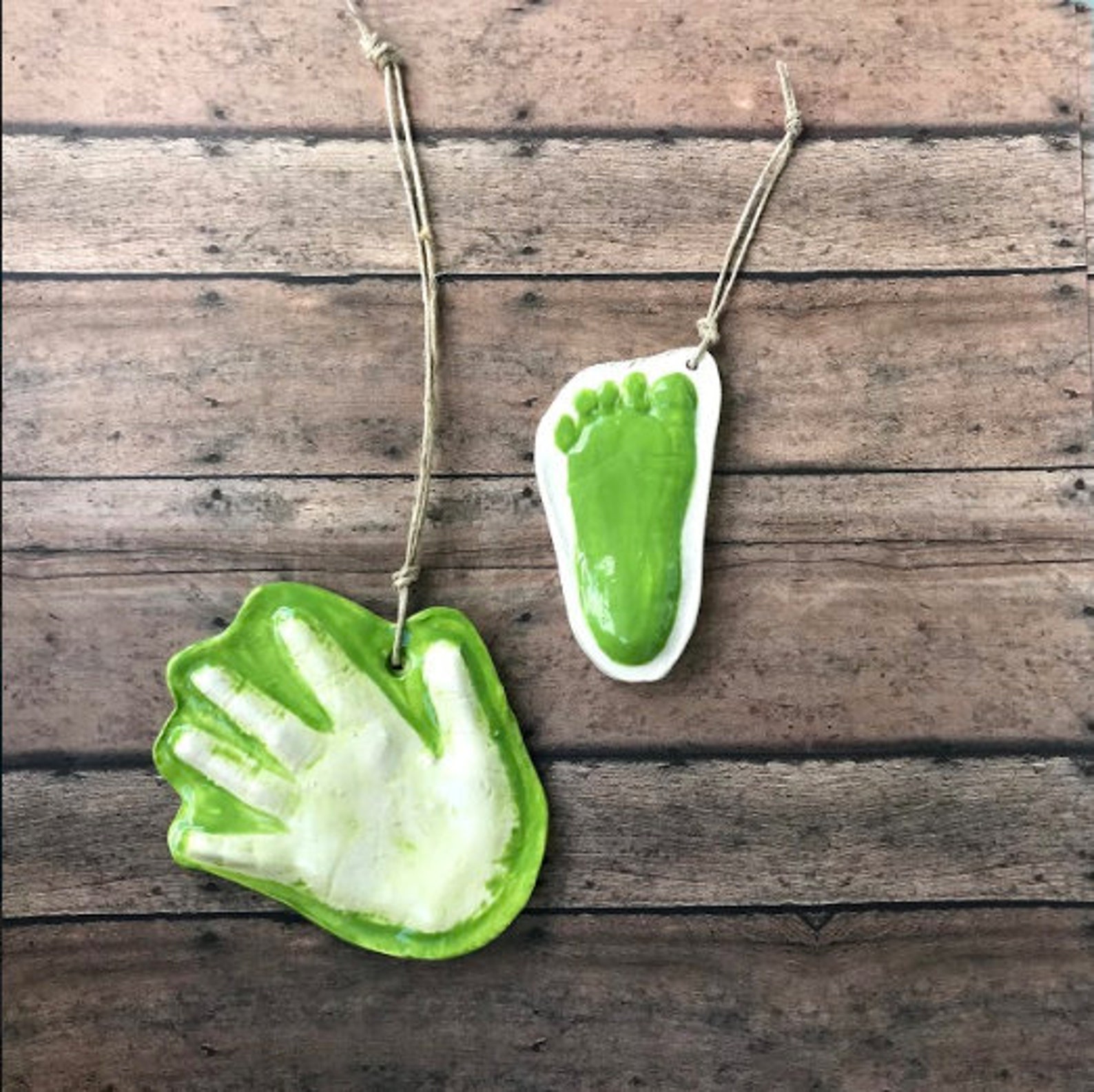 Raised Ceramic 3D Handprint Ornament Kit to Go in Lime Green Etsy Canada