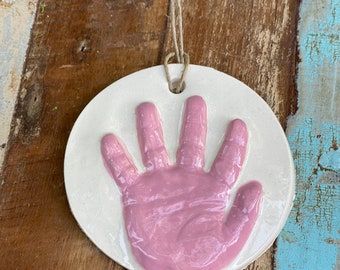 Newborn handprint ornament keepsake