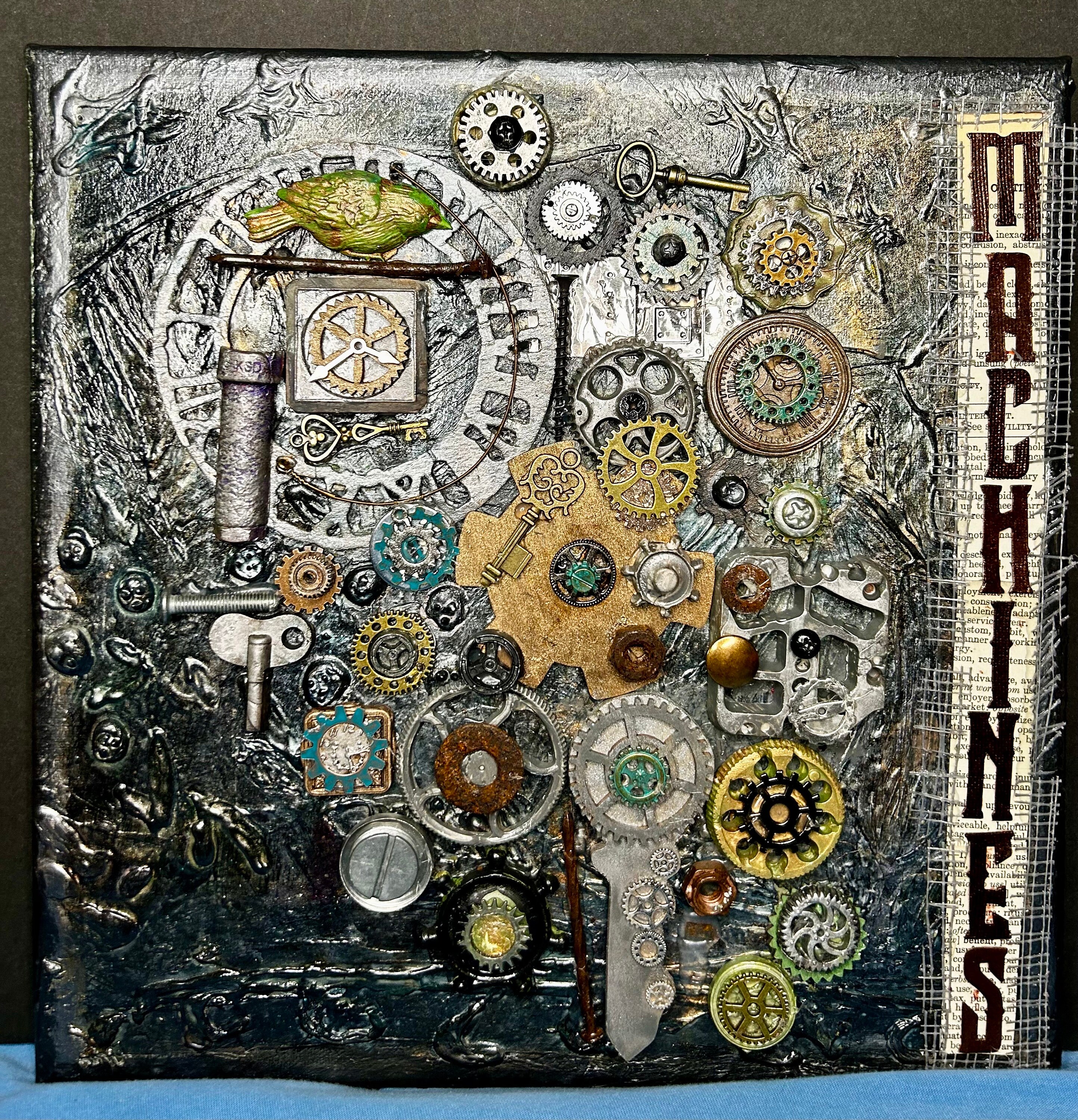 スチームパンク·コラージュアート　ミクストメディア　アッサンブラージュアート Steampunk Mixed Media Assemblage Art: Gears, Clocks, Keys (12