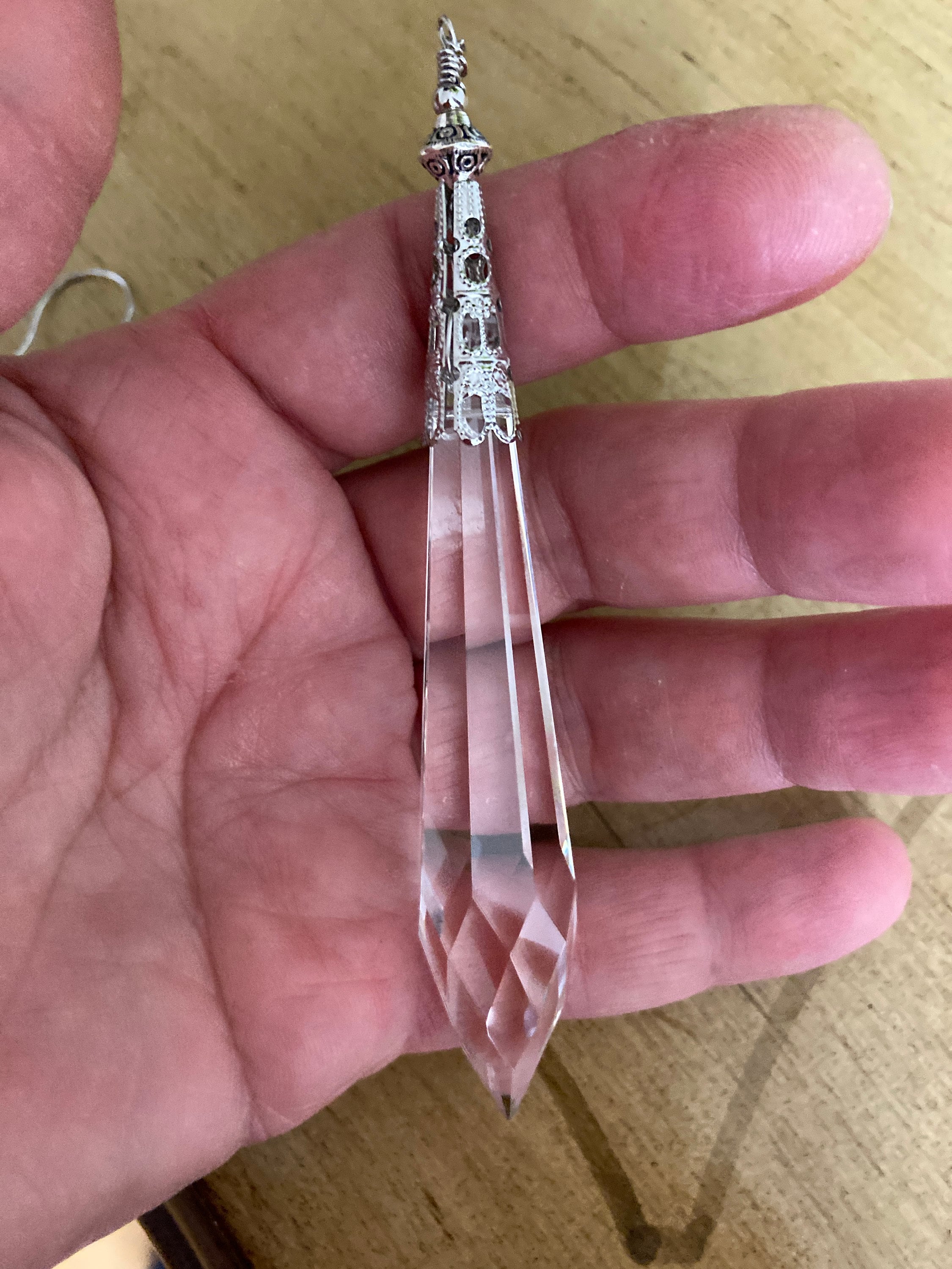 Large Crystal Glass Pendulum Prism Clear Point Divination Etsy